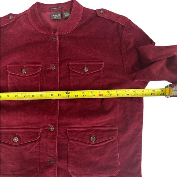 Copper Key Deep Red Velvet Utility Jacket - Picture 6 of 7